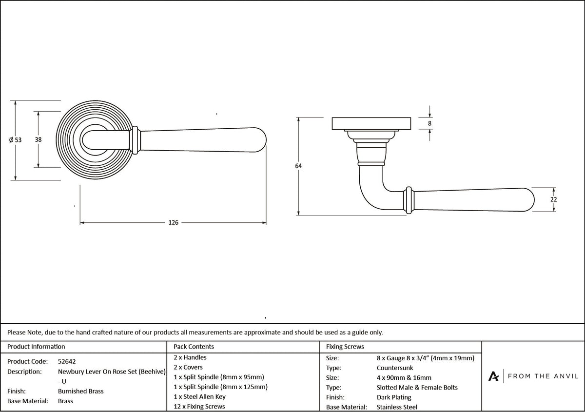Newbury Lever on Rose Set (Unsprung) by From The Anvil