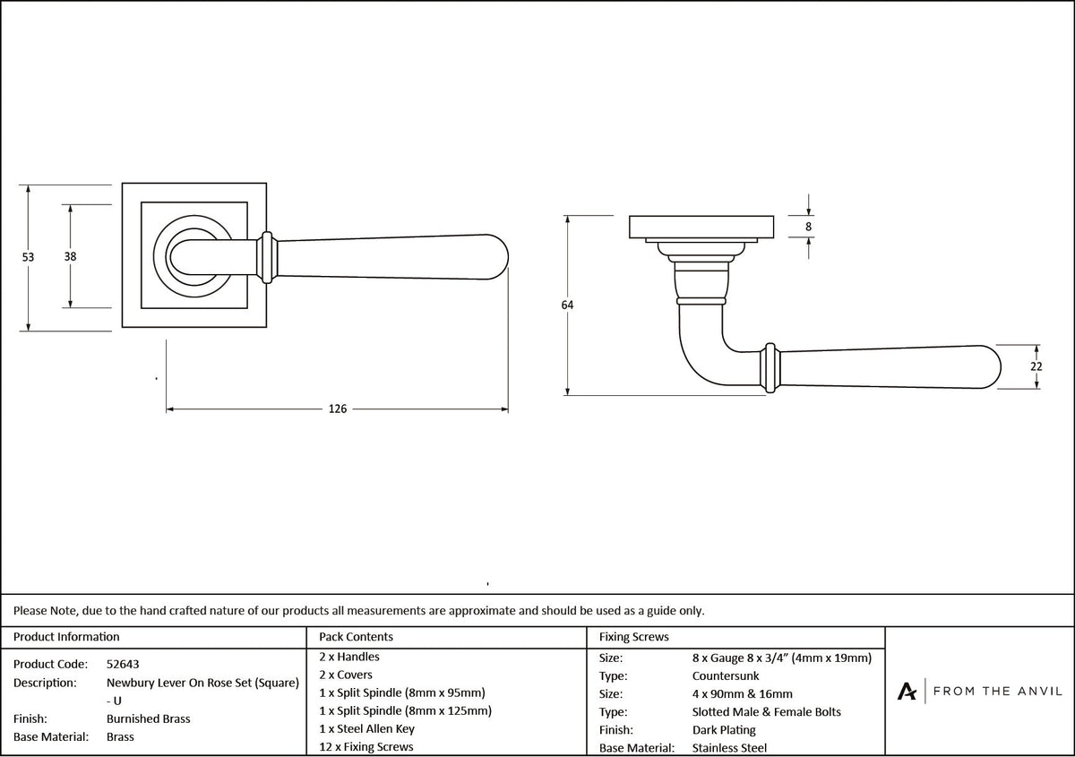 Newbury Lever on Rose Set (Unsprung) by From The Anvil