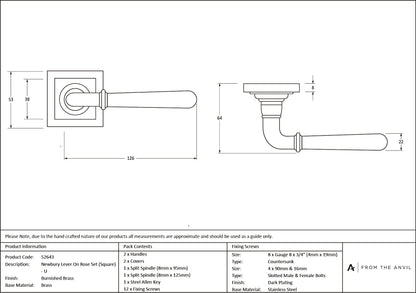 Newbury Lever on Rose Set (Unsprung) by From The Anvil