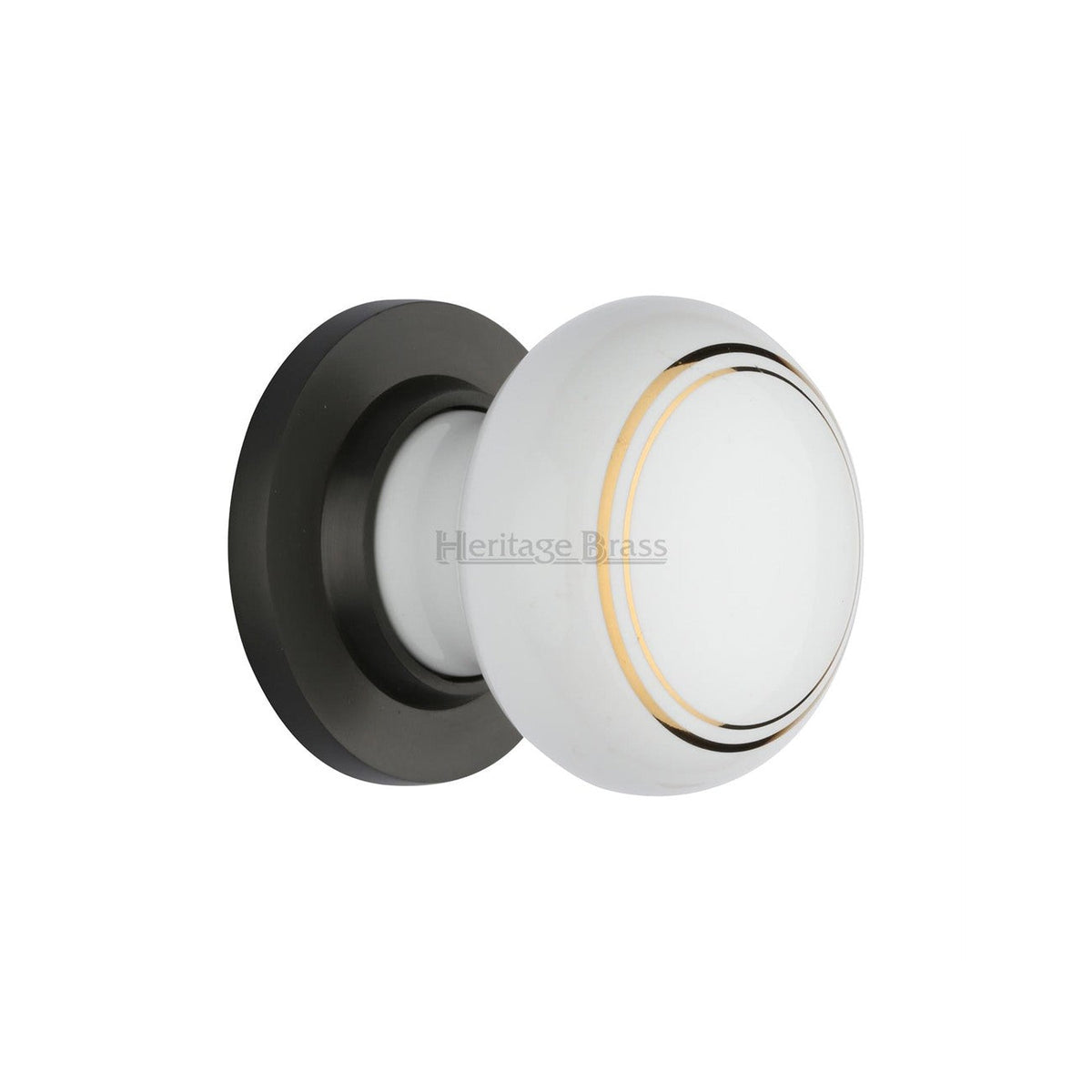 Gold Line Door Knob on Rose by M Marcus - Heritage Brass