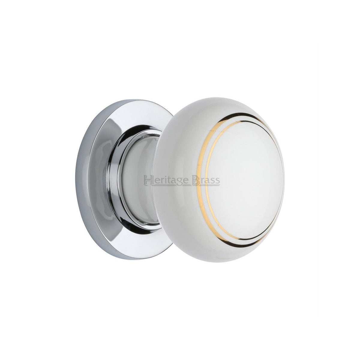 Gold Line Door Knob on Rose by M Marcus - Heritage Brass