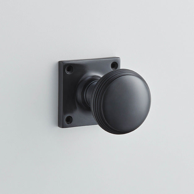 Croft - Reeded Cushion Mortice Knobs on Square Rose 6347SQ by Croft Ironmongery