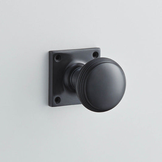 Croft - Reeded Cushion Mortice Knobs on Square Rose 6347SQ by Croft Ironmongery