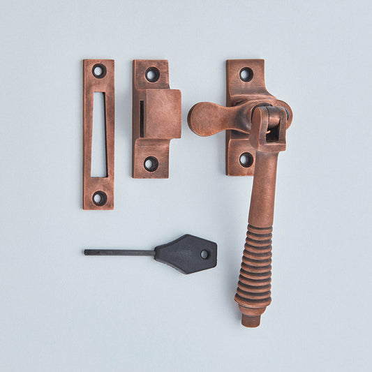 Croft - Lockable Reeded Casement Fastener H.P. - Inc. Key 6436L by Croft Ironmongery
