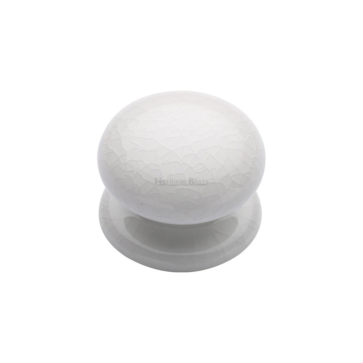 White Crackle Cabinet Knob by M Marcus - Heritage Brass