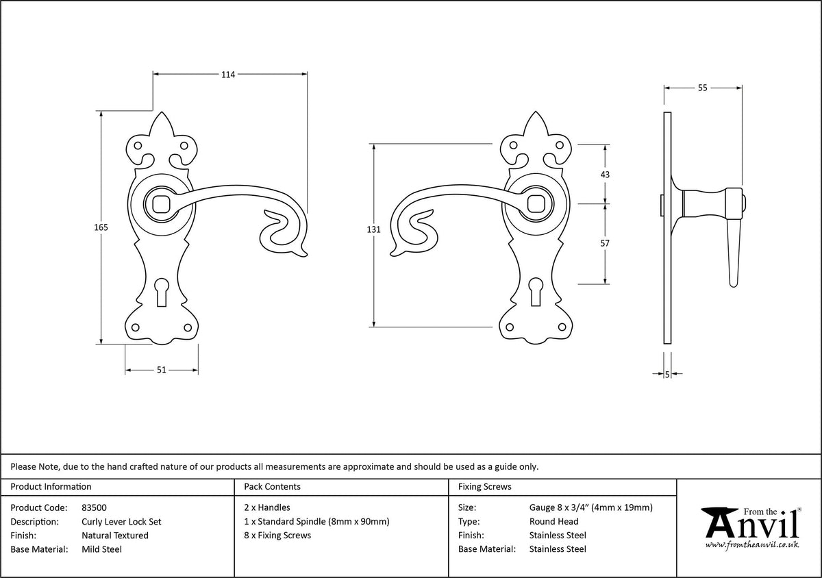 Curly Lever Lock Set by From The Anvil