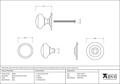 Round Centre Door Knob by From The Anvil