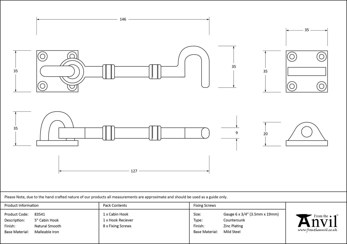 5" Cabin Hook by From The Anvil