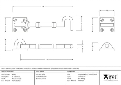 5" Cabin Hook by From The Anvil