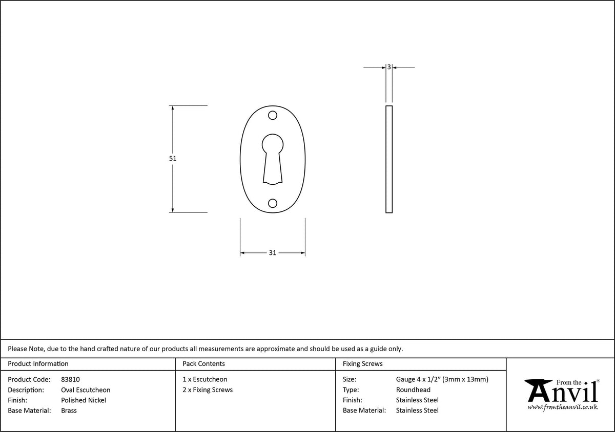 Oval Escutcheon by From The Anvil