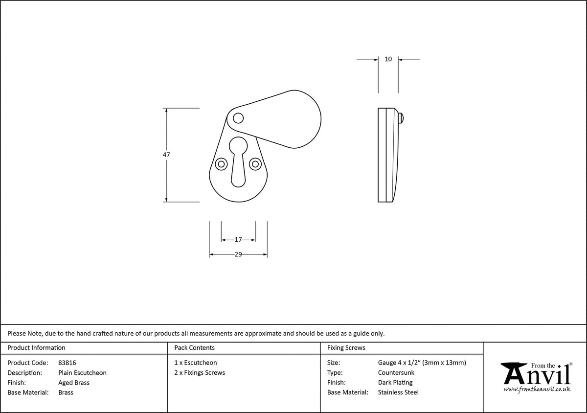 Plain Escutcheon by From The Anvil