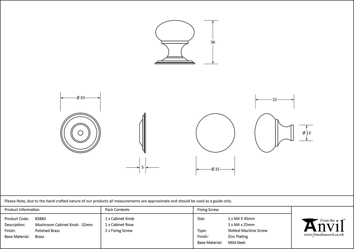 Mushroom Cabinet Knob by From The Anvil