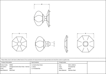 Octagonal Centre Door Knob by From The Anvil
