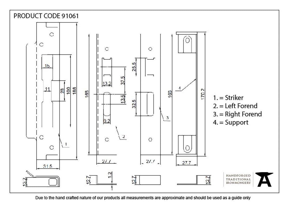 ½" Rebate Kit for Sash Lock by From The Anvil