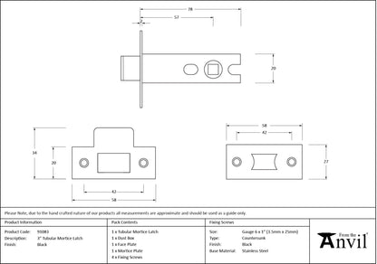 Tubular Mortice Latch by From The Anvil