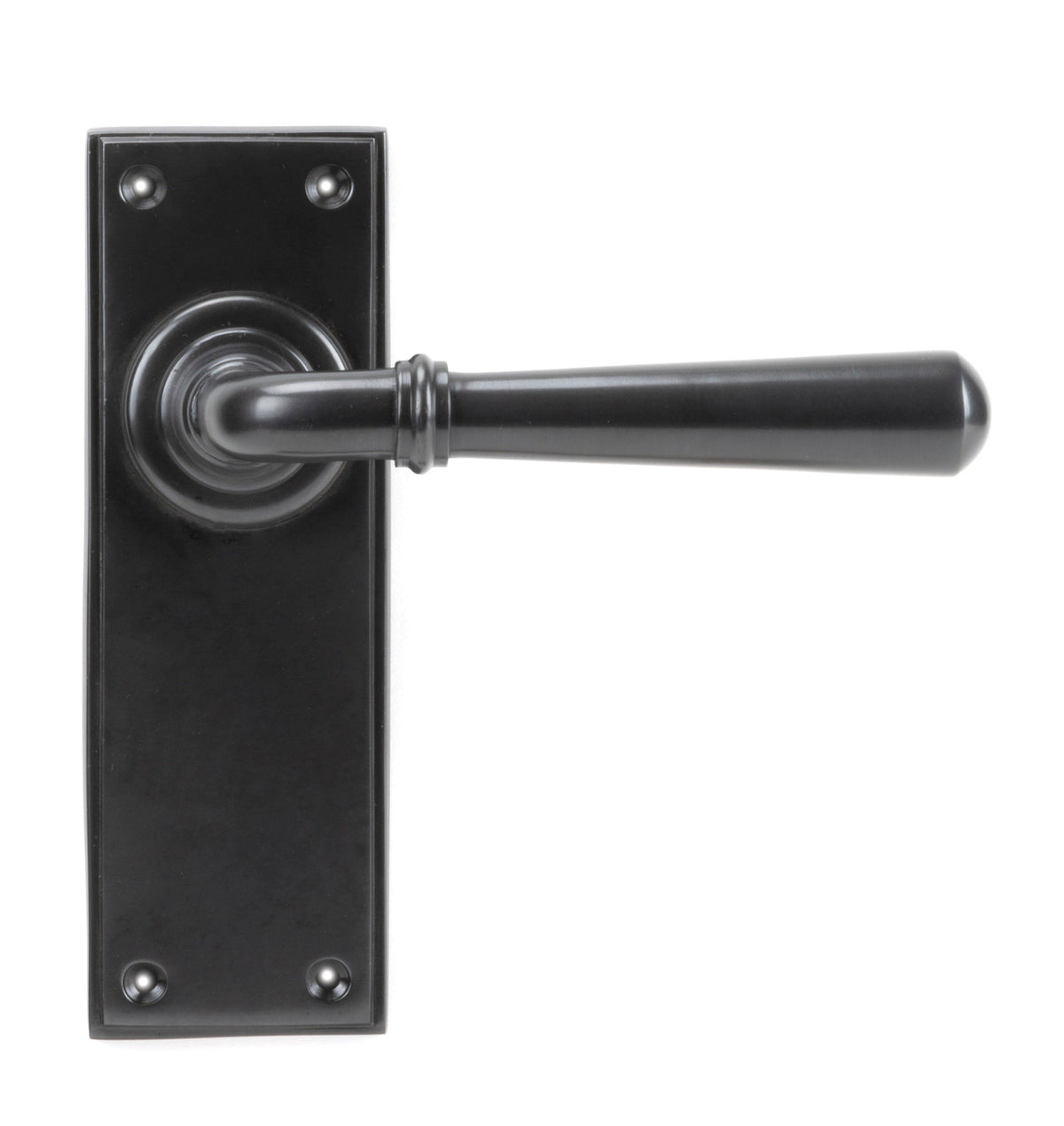 From The Anvil's Aged Bronze Newbury Lever Latch Set