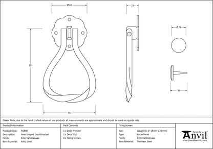 Pear Shaped Door Knocker by From The Anvil