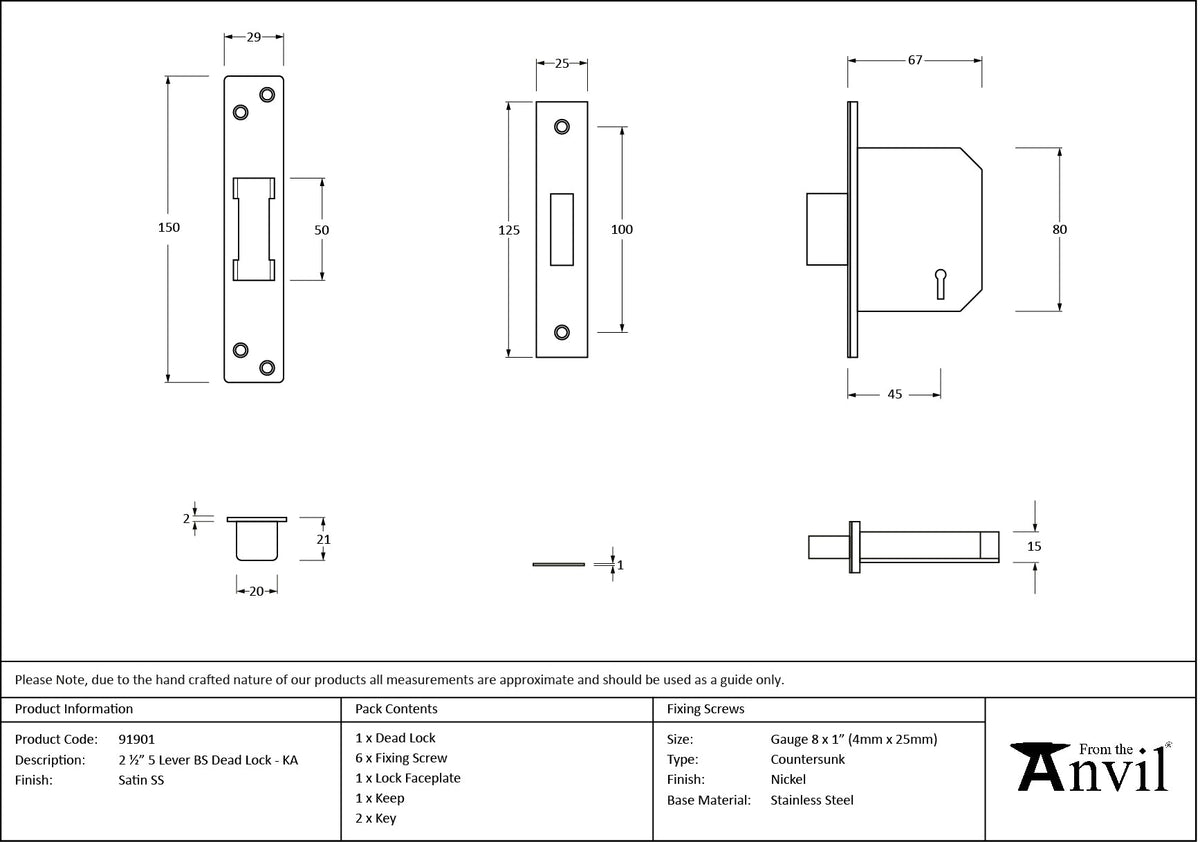 BS 5 Lever Deadlock KA by From The Anvil