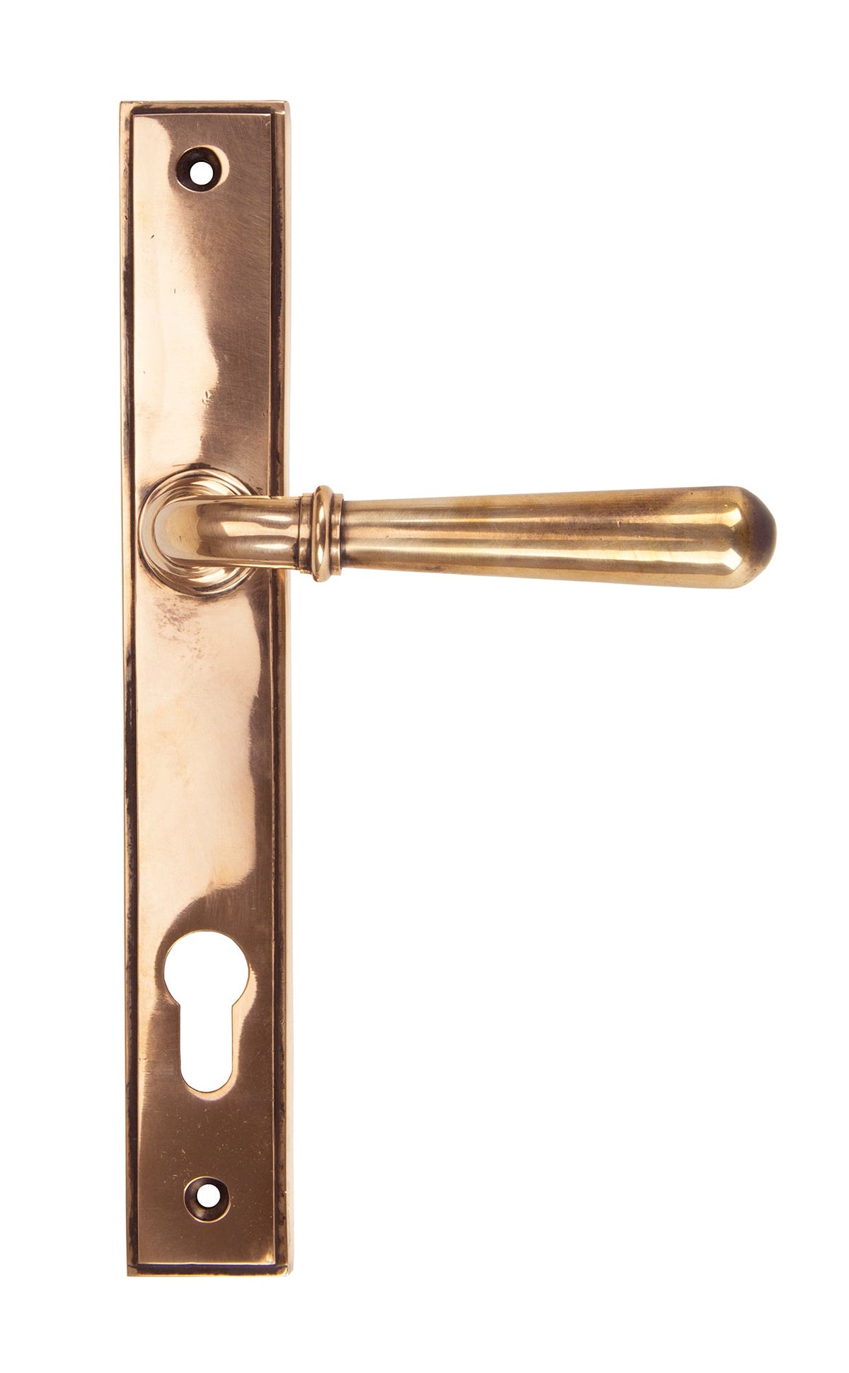 From The Anvil's Polished Bronze Newbury Slimline Lever Espag. Lock Set