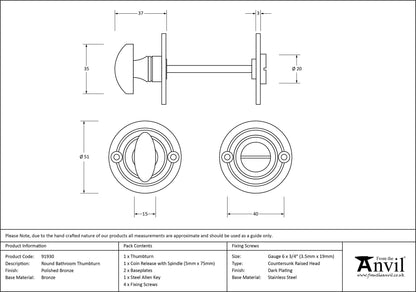 Round Thumbturn Set by From The Anvil