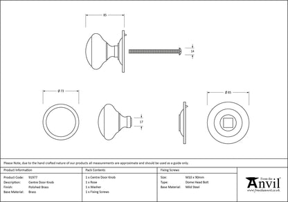 Round Centre Door Knob by From The Anvil