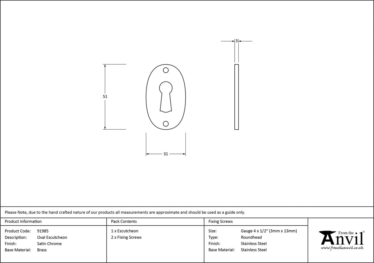 Oval Escutcheon by From The Anvil