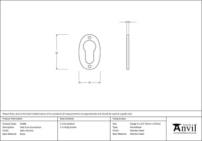 Oval Euro Escutcheon by From The Anvil
