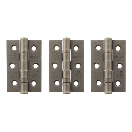 Atlantic CE Fire Rated Grade 7 Ball Bearing Hinges 3" x 2" x 2mm set of 3 - Distressed Silver