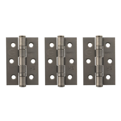 Atlantic CE Fire Rated Grade 7 Ball Bearing Hinges 3" x 2" x 2mm set of 3 - Matt Gun Metal