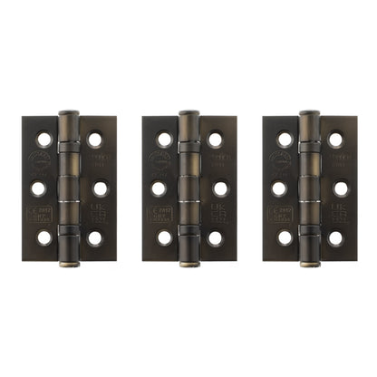 Atlantic CE Fire Rated Grade 7 Ball Bearing Hinges 3" x 2" x 2mm set of 3 - Urban Dark Bronze