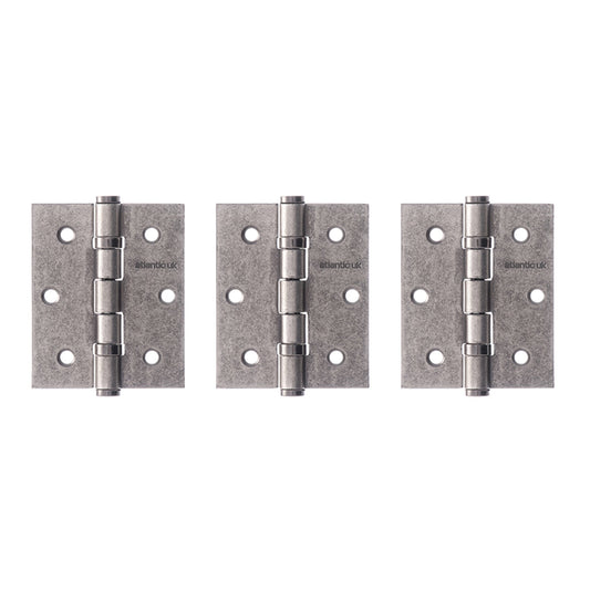 Atlantic Ball Bearing Hinges 3" x 2.5" x 2.5mm set of 3 - Distressed Silver