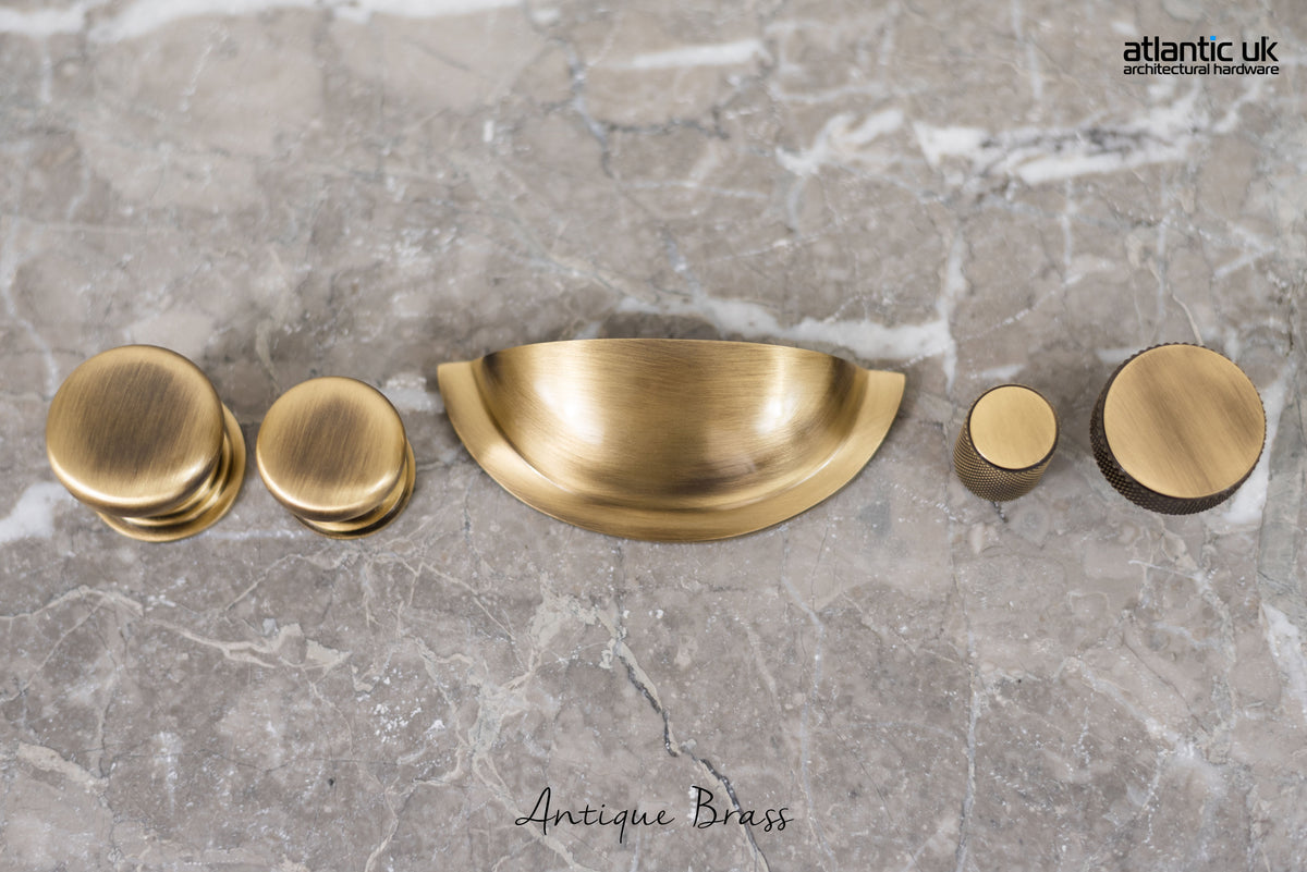 Old English Winchester Solid Brass Cabinet Cup Pull on Concealed Fix - additional image