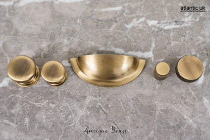 Old English Winchester Solid Brass Cabinet Cup Pull on Concealed Fix - additional image