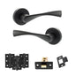 Eco Aqua Door Handle Pack (Latch Set - 2.5" CE Latch, 3" Fire Rated Hinges x3) - Matt Black - Default