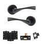Eco Aqua Door Handle Pack (Latch Set - 3" CE Latch, 4" Fire Rated Hinges x3) - Matt Black - Default