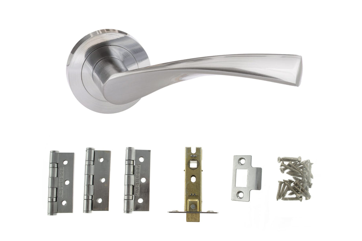 Atlantic Aqua Door Pack Bundle (2.5" Latch, 3"x2" Hingesx3) - Satin Nickel/Nickel Plate