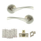 Eco Aqua Door Handle Pack (Latch Set - 3" CE Latch, 4" Fire Rated Hinges x3) - Satin Nickel/Nickel Plate - Default