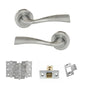 Eco Wave Door Handle Pack (Latch Set - 3" CE Latch, 3" Fire Rated Hinges x3) - Satin Chrome - Default
