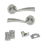 Eco Wave Door Handle Pack (Latch Set - 2.5" Latch, 3" Hinges x2) - Satin Chrome - Default