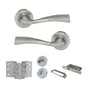 Eco Wave Door Handle Pack (Bathroom Set - 3" CE Bathroom Lock, 3" Fire Rated Hinges x3) - Satin Chrome - Default