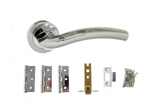 Atlantic Crest Door Pack Bundle (3" Latch + 3"x2" Hingesx3) - Satin Chrome/Polished Chrome