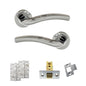 Eco Crest Door Handle Pack (Latch Set - 2.5" CE Latch, 4" Slim Knuckle Hinges x2) - Satin Chrome/Polished Chrome - Default