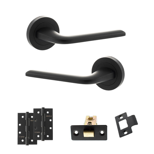 Eco Surf Door Handle Pack (Latch Set - 2.5" CE Latch, 4" Slim Knuckle Hinges x2) - Matt Black - Default