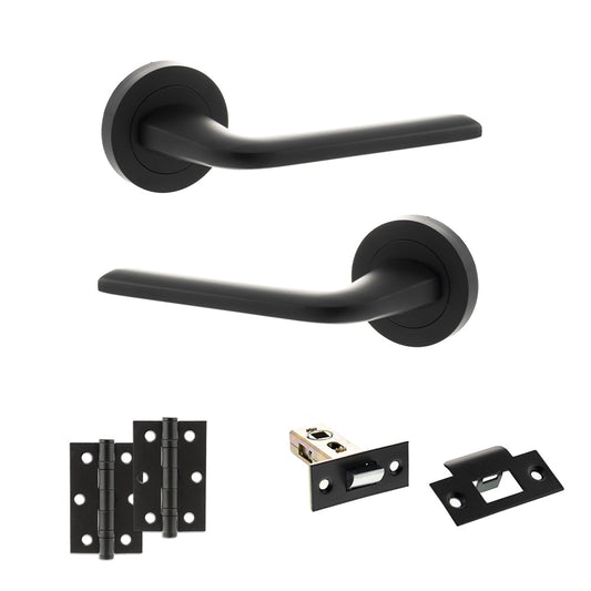 Eco Surf Door Handle Pack (Latch Set - 2.5" Latch, 3" Hinges x2) - Matt Black - Default