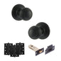 Old English Ripon Door Knob Pack (Latch Set - 4" HD Latch, 4" Fire Rated Hinges x3) - Matt Black - Default