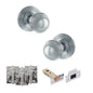 Old English Ripon Door Knob Pack (Latch Set - 4" HD Latch, 4" Fire Rated Hinges x3) - Polished Chrome - Default
