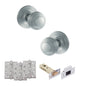 Old English Ripon Door Knob Pack (Latch Set - 4" HD Latch, 4" Fire Rated Hinges x3) - Satin Chrome - Default