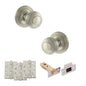 Old English Ripon Door Knob Pack (Latch Set - 4" HD Latch, 4" Fire Rated Hinges x3) - Satin Nickel - Default