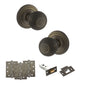 Old English Ripon Door Knob Pack (Latch Set - 4" HD Latch, 4" Fire Rated Hinges x3) - Urban Bronze - Default