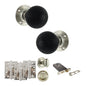 Old English Whitby Door Knob Pack (Lock Set - Horizontal Bathlock, 4" Fire Rated Hinges x3) - Polished Nickel - Default